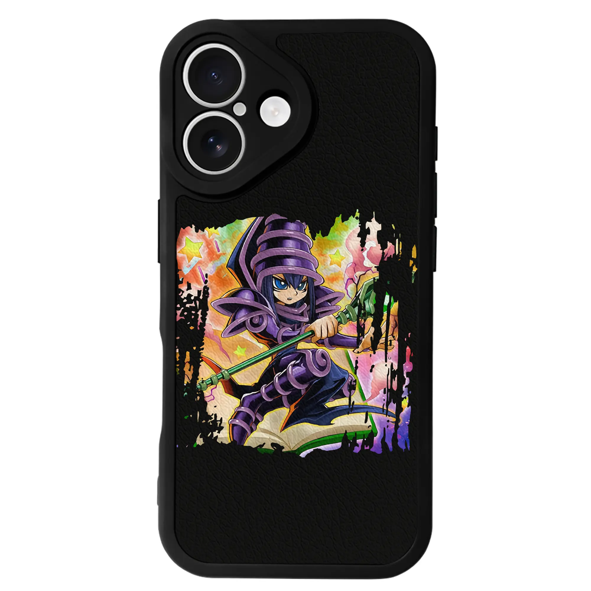 遊☆戯☆王 グッズ,ブラック・マジシャン - IPhone 16シリーズ対応 ・ シリコンスマホケース ・ レザー調 ・ 高精度フィット ・ 耐衝撃 ・ ワイヤレス充電対応 ・ 精密カット